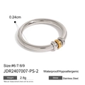 Macro di anello in acciaio inox oro 18k e argento con dimensioni e dati sul peso - Taglia US 6 / Oro e Argento