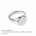 Bague chevalière minimaliste en acier inoxydable argenté avec finition polie. - Circonférence 49MM-US5 / Argent (YD25020)
