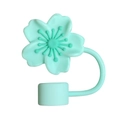 Tapón de silicona 3D flor verde claro para pajitas de 10mm antipolvo - Floral Verde Claro