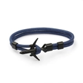 Close-up of blue paracord braided bracelet with a black metal airplane clasp - Black Airplane Buckle / Navy Blue