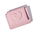 Pink heart quilted PU leather tri-fold wallet with Forever Sunshine embroidery - Pink