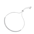 Verstellbares S925 Silber Bolo-Armband mit quadratischen Zirkonia und Schiebeverschluss - 925er Silber / Silber