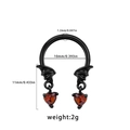 Black horseshoe nose ring with bat wings and red heart zircon including dimensions - Bat Style With Red Heart Pendant(240403-20)