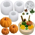3D pumpkin and maple leaf silicone mold set for DIY candles and handmade soap making - Set 3 / White