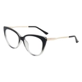 Retro cat-eye glasses frame with black gradient finish and slim gold metal temples - Gradient Black