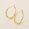 Minimalist 18K gold plated twisted C-shape stainless steel hoop earrings for women - Gold (KE114502-KFC)