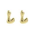 Chubby 18k gold plated bubble letter earrings with high polish organic curved design - Style-L