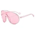 Transparent pink oversized one-piece cycling sunglasses with heart detail on temples - Transparent Pink Frame Pink Lens