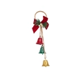 Decorazione natalizia in corda di iuta con fiocco rosso, aghi di pino e campanelli - Stile C Campane Colori Classici (Rosso/Verde/Oro)