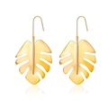Pendientes de hoja de monstera dorada con acabado pulido y elegantes ganchos - Estilo Hoja de Monstera Hueca Oro KC (5249)