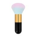 Portable fat foundation brush with gold ferrule and blue-pink gradient bristles - Big Chubby Black Gold Blue Smurf Hair (With Net)