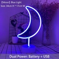 Blue moon neon light sign with round base, battery and USB powered, 34x17cm decor - Moon Blue Light