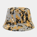 Close-up of yellow pixel camouflage bucket hat featuring durable ripstop fabric texture - One Size / Gray