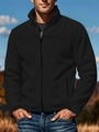 Detail of a black fleece jacket with full zipper closure and convenient side pockets - S / Black