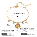 Detail of 18K gold stainless steel bracelet with seashell, starfish and colorful beads - Rhinestone Starfish Shell Bracelet (JDBW2405004)