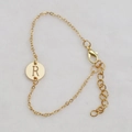 Minimalist gold chain bracelet with hollow round pendant featuring engraved letter R - Gold R