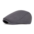 Dark grey breathable mesh newsboy cap with classic curved brim for men and women - Adjustable / Dark Gray
