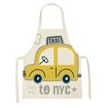 Linen sleeveless apron with cartoon yellow taxi and Take Me to NYC print on white background - 47x38cm(Kids) / W-13711 NYC Taxi
