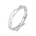 Adjustable S925 sterling silver couple ring featuring a polished Mobius wave design - FDJZ-148-Men's