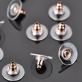 Fermoirs de boucles d'oreilles papillon en or rose avec coussinets de sécurité clairs - Fermoirs Soucoupe Volante Or Rose [10 pièces]