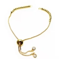 Detail of gold MAMA bead chain bracelet with micro-pave zircon and adjustable slider - Multi-bead Slider Bracelet Accessory