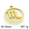 Golden Scorpio zodiac stainless steel pendant 15mm round DIY jewelry charm - Gold Scorpio