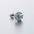 Silberner Blumen-Ohrstecker mit fünf hellblauen Opalen und Schraubverschluss - Blauer Opal Blumen-Stil (A34-6#)