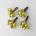 Matte gold artificial berry stems for Christmas decor, pack of 4 with 10 berries each - 2CM Ball Bunches / Gold