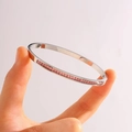 【160-1】silver Single Row Pink Diamond