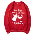 Red Mama Est 2025 Coquette Hoodie for First Mother's Day with white graphic print - Red