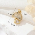 Detail of 14k gold mushroom pendant with cubic zirconia and heart stone, size 25.6x16.8mm - Mushroom Pendant (H-11586) / 14K Gold