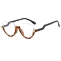 Chic cat-eye semi-rimless glasses with tortoise shell frame and rhinestone accents - Black Pattern