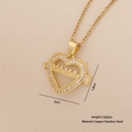 Golden heart necklace with MAMA lettering and pavé zircon crystals on beige fabric - MAMA Heart Zirconia Style (1#)