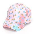 Kids pink tie-dye baseball cap with blue dots and gold sequin heart pattern - 52-54cm / 10# Sequin Heart