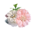 Elegant floral hair clip with pink and white faux flowers, pearls, and rhinestones - Style 8 (Pink Cream Rhinestone)