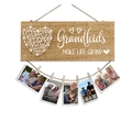 Fotowand aus Holz für Enkelkinder mit Herz-Schnurkunst und fünf kleinen Fotoklammern - Grandkids Life Grand Stil 1 (DZH3515) / 1 Stück/Packung (Verpackt)
