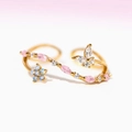 Eleganter goldfarbener verstellbarer Ring mit rosa Zirkon-Blumen und Schmetterling - Rebe Schmetterling Blumen Stil (51)