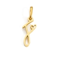 Golden heart-shaped letter pendant with mirrored stainless steel finish and smooth edges - Letter F / Gold