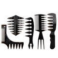 Set of five professional black wide tooth combs for men's vintage hair styling - 5-Piece Styling Comb Set