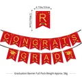 Rote und goldene CONGRATS GRAD Girlande mit Sternen und Doktorhut für die Abschlussfeier - Rot