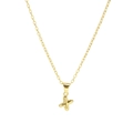 Glossy 18K gold plated brass bubble X letter pendant necklace on a fine link chain - Letter X