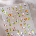 Stickers ongles 3D en relief avec lapins dorés et motifs d'osmanthus chinois - TS-3803 Parfum d'Osmanthus sous la Lune - Nouveau Relief