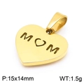 18K gold-plated heart pendant for mom featuring MOM lettering and cut-out design - Gold MOM Hollow Heart Pendant (KP100669-Z)