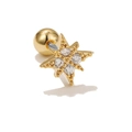 18k gold plated octagonal star stud earring with clear zircon and screw ball back - Octagonal Star (EGD0512)