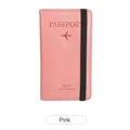 Pink RFID blocking travel passport wallet for women with elastic closure and large capacity - Pink