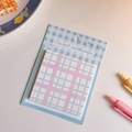 Pink and blue plaid bear sticky notes, 7.5x7.5cm cute grid paper pad for journaling - 5# Sweet Nothings