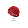 Handmade crochet knit beanie in vibrant red featuring a breathable hollow wheat pattern - Red