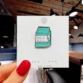 Cute mint green milk box enamel pin badge with Japanese text for bags and clothing - 62*Milk Box Enamel Pin