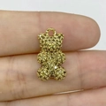 Ciondolo a forma di orsetto con pavé di cristalli giallo-verdi placcato oro - Oro Verde Oliva