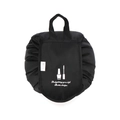 Portable black drawstring makeup bag in waterproof nylon with top handle and embroidery - Black